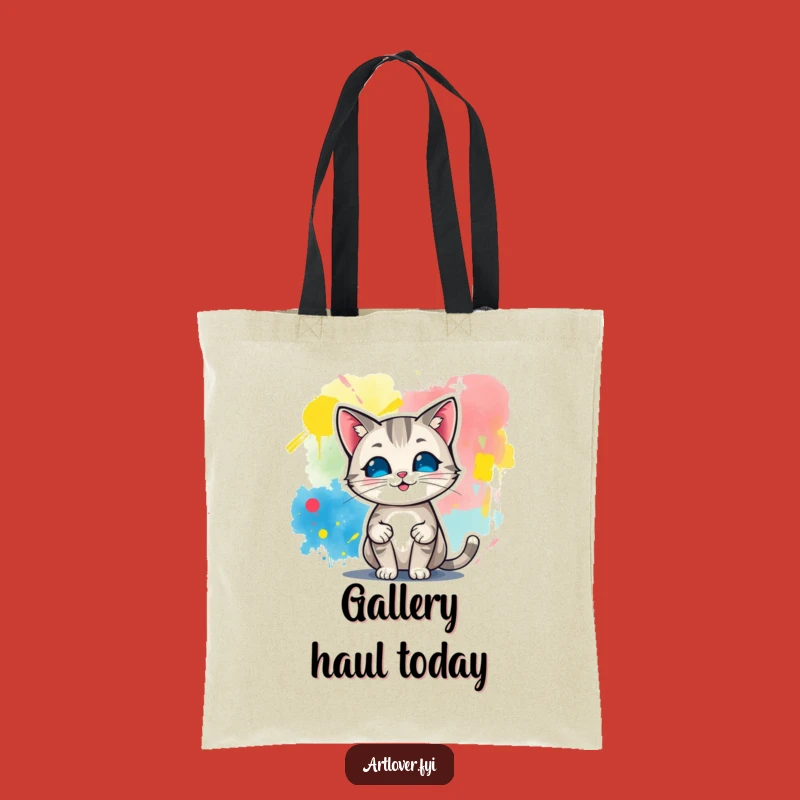 Funny Cat Artist Tote Bag, Abstract Painting Carrier for Art Lovers