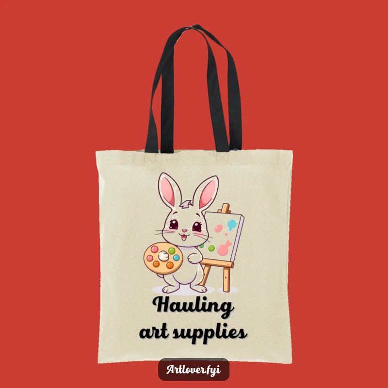 Funny Rabbit Painter Tote Bag: Carry Your Art Supplies in Style